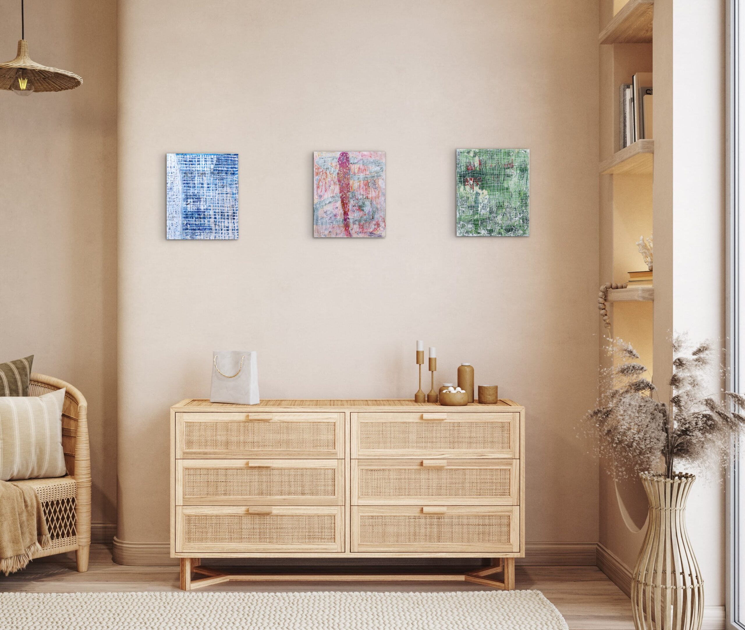 Asahi Tanaka, Thread Lines No. 5, three-piece wall display mockup